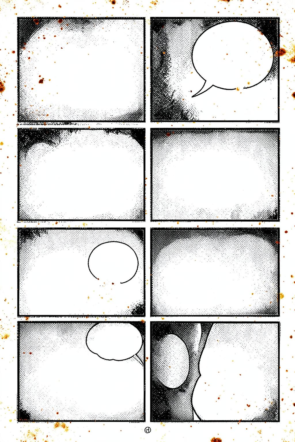 Traditional American comic page with eight inked panels